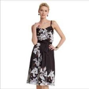 White House Black Market Black and White Floral Midi Dress